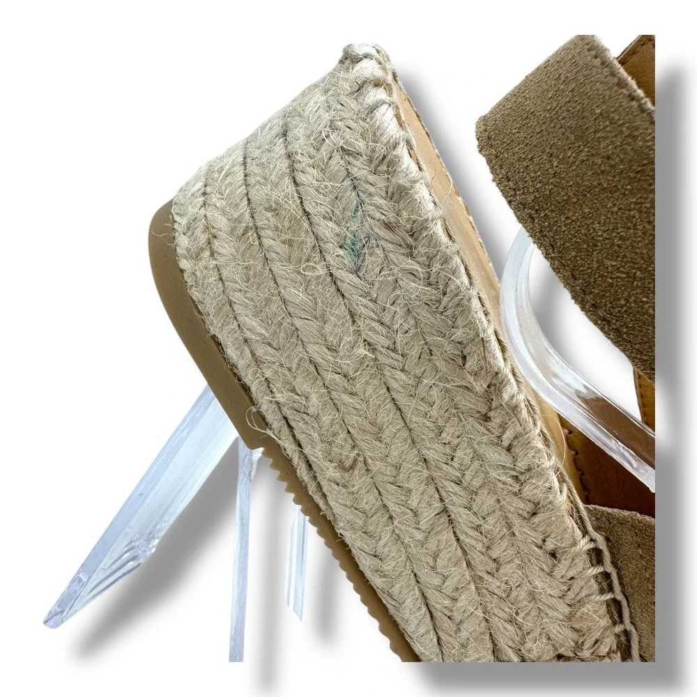 Lidea by Lori Women Tan Suede Espadrille Platform Slingback‎ Sandals Size 10.5